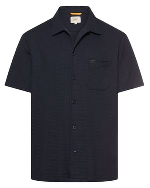 Camel Active overhemd donkerblauw katoen geprint wijde fit