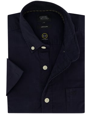 Camel Active overhemd donkerblauw wijde fit linnen