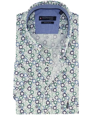 Groen blauw geprint overhemd Giordano Regular Fit met stippen