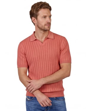 Polo Baileys v-hals gestreept normale fit rood