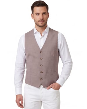 Gilet Roy Robson roze gemeleerd slim fit wol