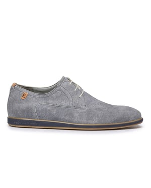 Veterschoenen Floris van Bommel grijze suede en kalfsleer