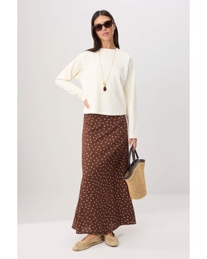 Trendyol Modest Dames Bruin Stippen Maxi A-lijn A-lijn Modest Rokken