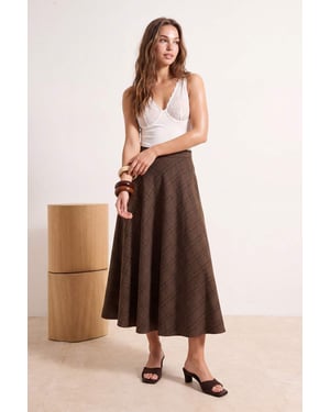 TRENDYOLMİLLA Dames Bruin Geruit Maxi Skater Rokken