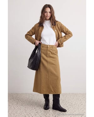 TRENDYOLMİLLA Dames Kaki Effen Maxi Skater Rokken