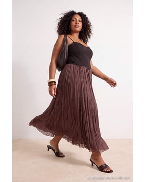 Trendyol Curve Dames Bruin Effen Maxi Grote maten Rokken