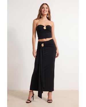 TRENDYOLMİLLA Dames Zwart Effen Maxi Bodycon Rokken