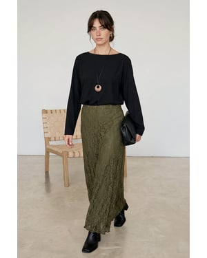 Trendyol Modest Dames Kaki Effen Maxi Modest Rokken