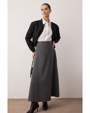Trendyol Modest Dames Grijs Effen Maxi A-lijn Modest Rokken