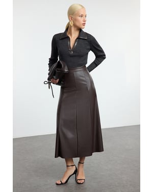TRENDYOLMİLLA Dames Bruin Effen Maxi A-lijn A-lijn Rokken