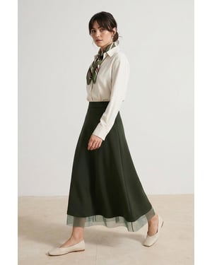 Trendyol Modest Dames Kaki Effen Maxi Modest Rokken