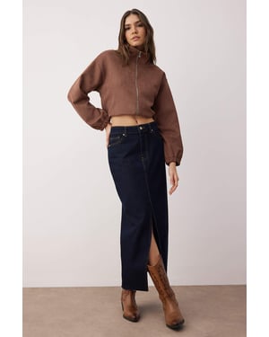 TRENDYOLMİLLA Dames Blauw Effen Maxi Kokerrok- rok Kokerrok- rok Rokken