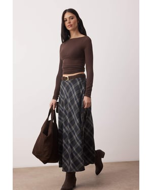 TRENDYOLMİLLA Dames Zwart Geruit Maxi Skater Rokken