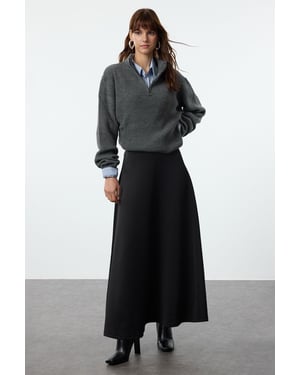 Trendyol Modest Dames Zwart Effen Maxi Uitlopend rok A-lijn Modest Rokken