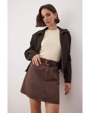 TRENDYOLMİLLA Dames Donkerblauw Effen Kort / Mini Kokerrok- rok Kokerrok- rok Rokken