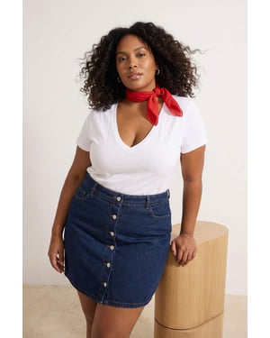 Trendyol Curve Dames Donkerblauw Effen Kort / Mini A-lijn Grote maten Rokken