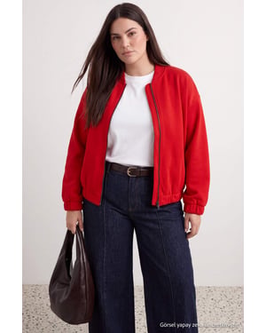 Trendyol Curve Dames Rood Effen Lang Oversized Grote maten Sweatshirts