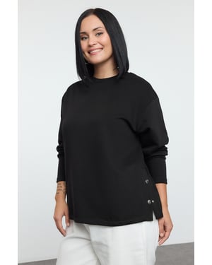 Trendyol Curve Dames Zwart Effen Lang Regular fit Grote maten Sweatshirts