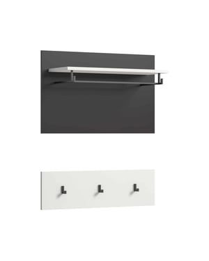 Furnilux Paneel voor de hal witte garderobe met opbergvak en haken 80x73x27 cm