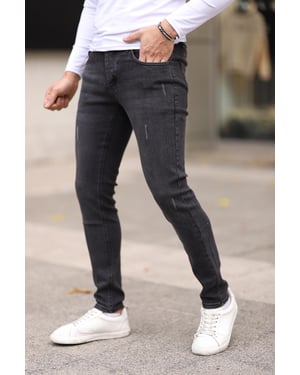 TRENDYOL MAN Herr Grå Enfärgad Skinny Normal midja Jeans