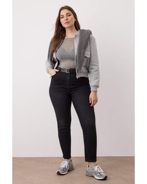 Trendyol Curve Dam Grå Enfärgad Skinny Hög midja Plus size Jeans