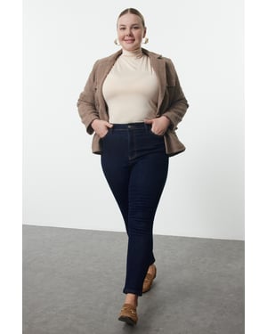 Trendyol Curve Dam Blå Enfärgad Skinny Hög midja Plus size Jeans