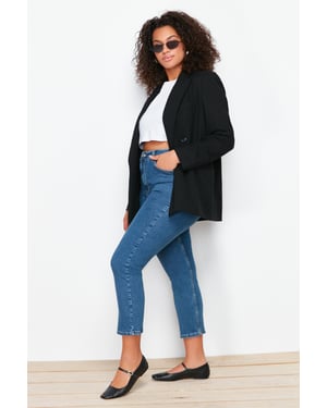 Trendyol Curve Dam Blå Enfärgad Skinny Hög midja Plus size Jeans