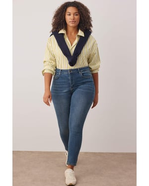 Trendyol Curve Dames Donkerblauw Effen Skinny Hoge taille Grote maten Jeans