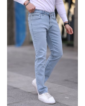 TRENDYOL MAN Herr Blå Enfärgad Skinny Normal midja Jeans
