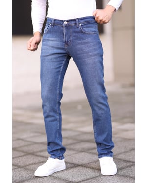 TRENDYOL MAN Herr Blå Enfärgad Skinny Normal midja Jeans