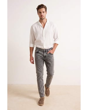 TRENDYOL MAN Herr Grå Enfärgad Skinny Normal midja Jeans