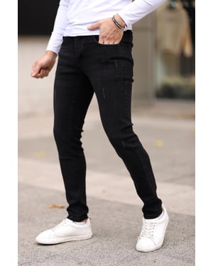 TRENDYOL MAN Herr Svart Enfärgad Skinny Normal midja Jeans