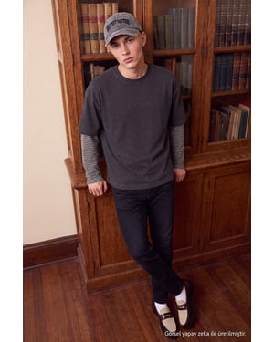 TRENDYOL MAN Herr Svart Enfärgad Skinny Normal midja Jeans