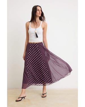 TRENDYOLMİLLA Dames Bordeaux Geruit Midi A-lijn Rokken