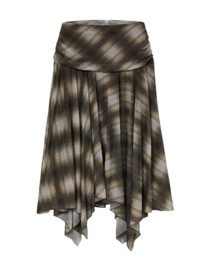 TRENDYOLMİLLA Dam Khaki Rutig Midi Asymmetrisk Skater Kjolar