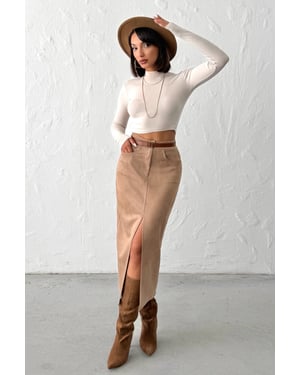 TRENDYOLMİLLA Dames Bruin Effen Midi Kokerrok- rok Rokken