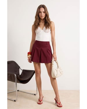 TRENDYOLMİLLA Dames Bordeaux Effen Kort / Mini A-lijn Rokken