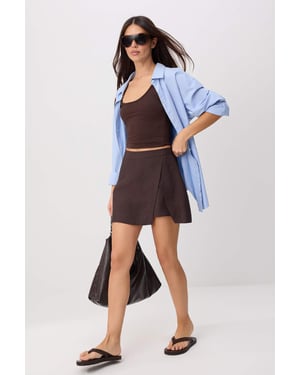 TRENDYOLMİLLA Dames Bruin Effen Kort / Mini Skort Rokken