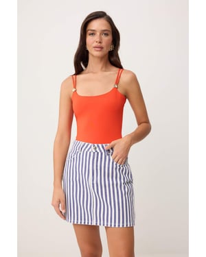 TRENDYOLMİLLA Dames Meerkleurig Gestreept Kort / Mini Rokken
