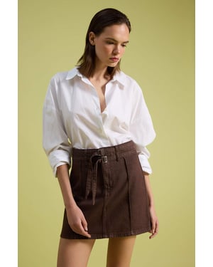 TRENDYOLMİLLA Dames Bruin Effen Kort / Mini Rokken