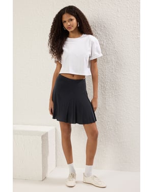 TRENDYOLMİLLA Dames Grijs Effen Kort / Mini Asymmetrisch Skater Rokken