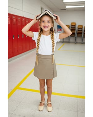 TRENDYOLKIDS Flickor Beige Enfärgad Kort / Mini Basic A-linje Kjolar