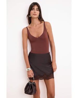 TRENDYOLMİLLA Dames Bruin Effen Extra Kort / Super Mini Rokken