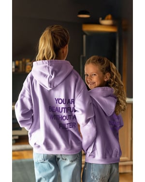 TRENDYOLKIDS Flickor Lila Slogan Lång Regular fit Sweatshirts