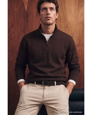TRENDYOL MAN Herr Brun Enfärgad Lång Regular fit Sweatshirts