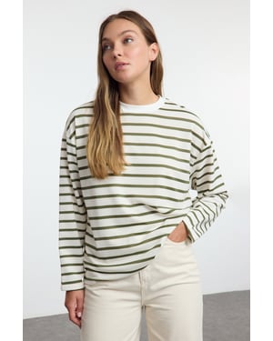 TRENDYOLMİLLA Dames Gestreept Lang Oversized Sweatshirts