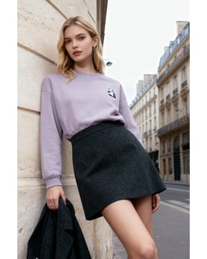 TRENDYOLMİLLA Dames Paars Dierenprint Lang Regular fit Sweatshirts
