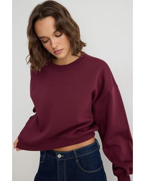 TRENDYOLMİLLA Dames Paars Effen Lang Oversized Sweatshirts
