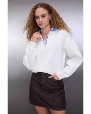 TRENDYOLMİLLA Dames Ecru Effen Lang Oversized Sweatshirts