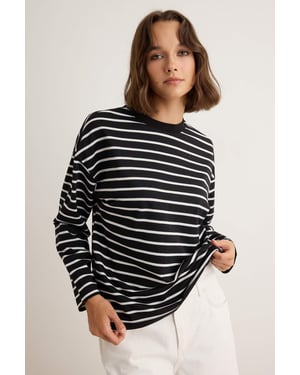 TRENDYOLMİLLA Dames Gestreept Lang Oversized Sweatshirts